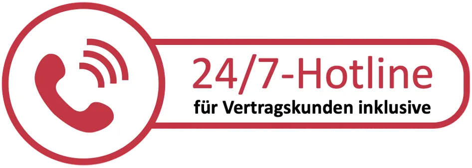 Das Bild zeigt ein spezielle Log für den Service 24/7-Hotline für Vertragskunden inklusive.